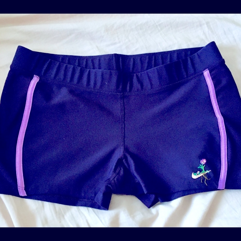 Nike hand Embroidered flower, purple, athletic shorts. Size M